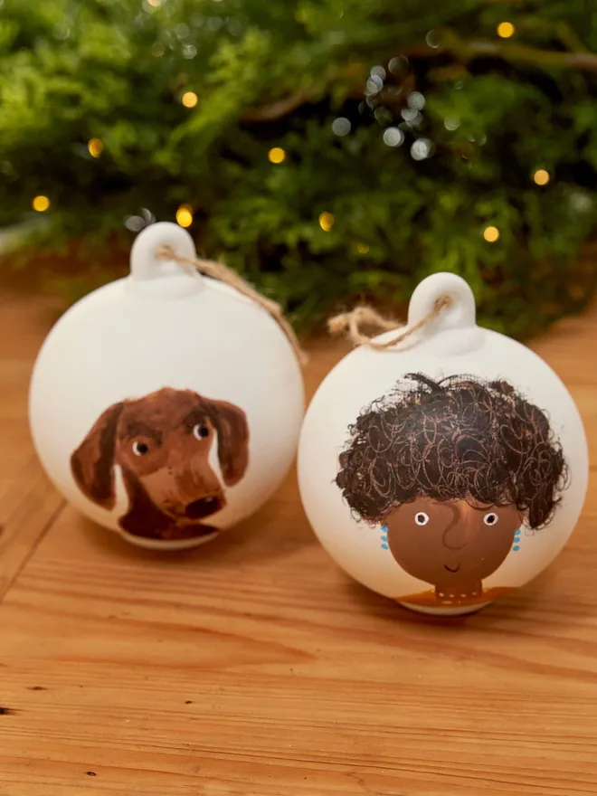 Personalised pet portrait bauble