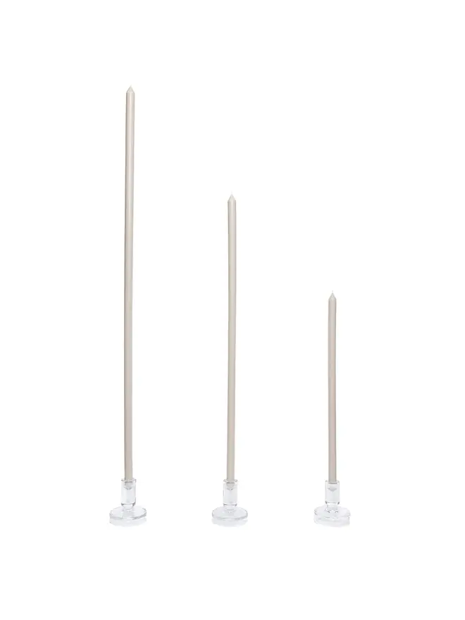 soft grey taper candle pair