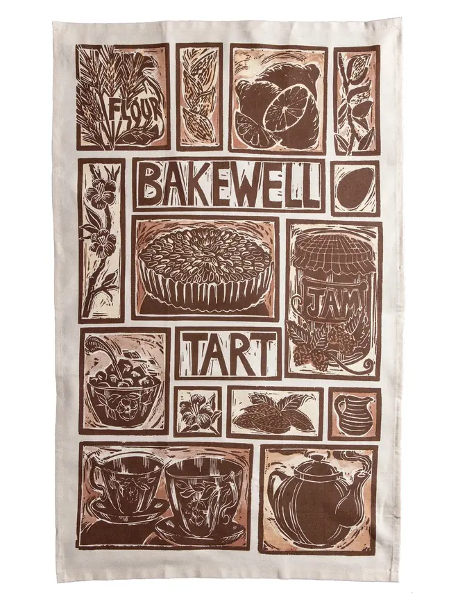 Bakewell Tart Illustrated Recipe Tea Towel