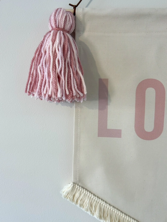 Pink Tassel on Valentines Love Banner