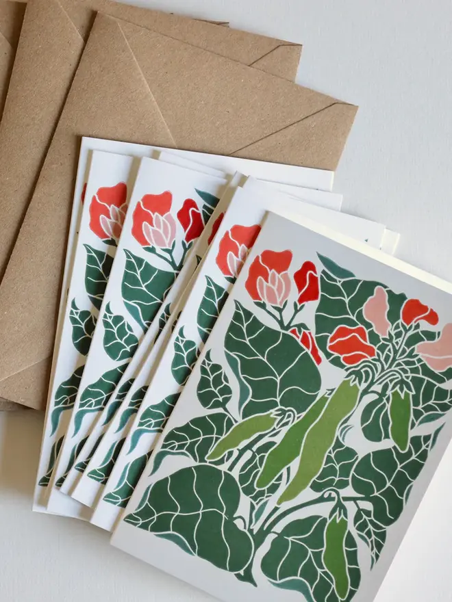 runner bean print notecard set