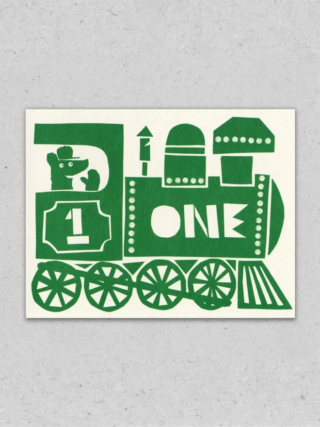 Train '1 One' Birthday Card