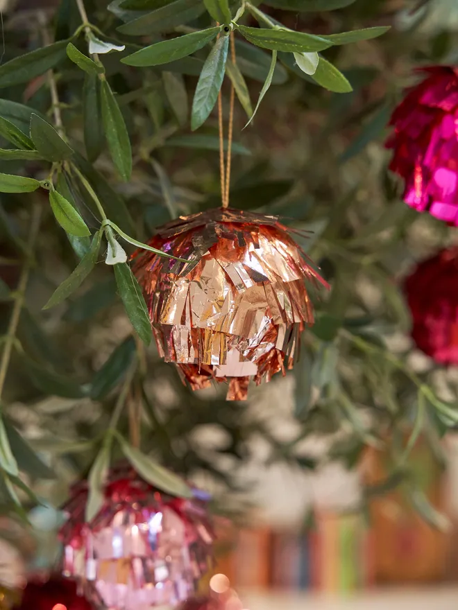 Metallic bauble hanging tree decoration