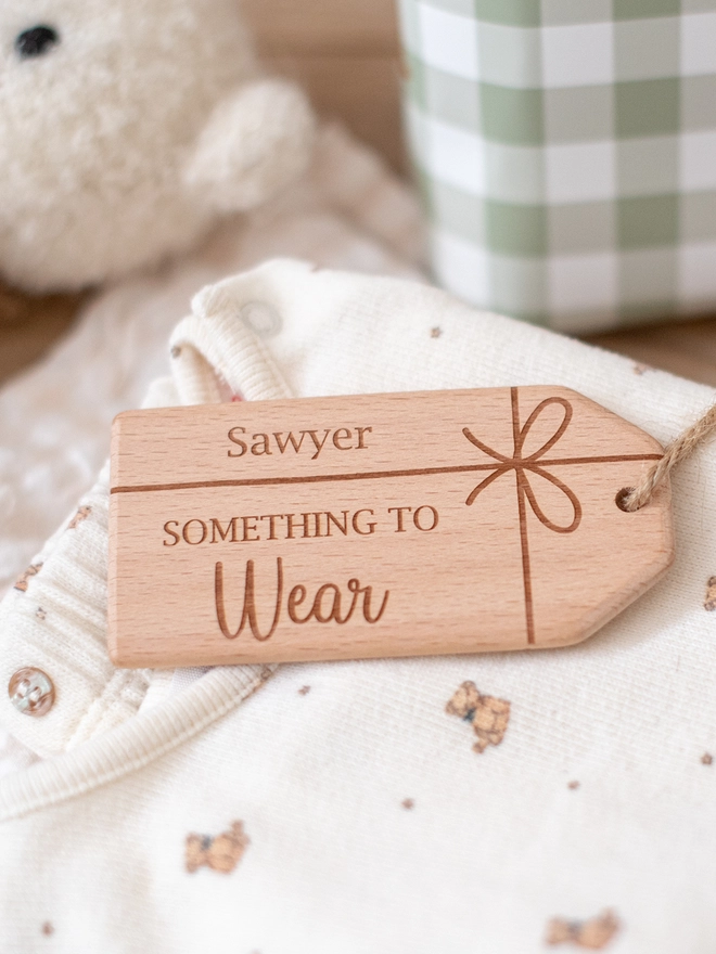 wooden gift tag something to wear