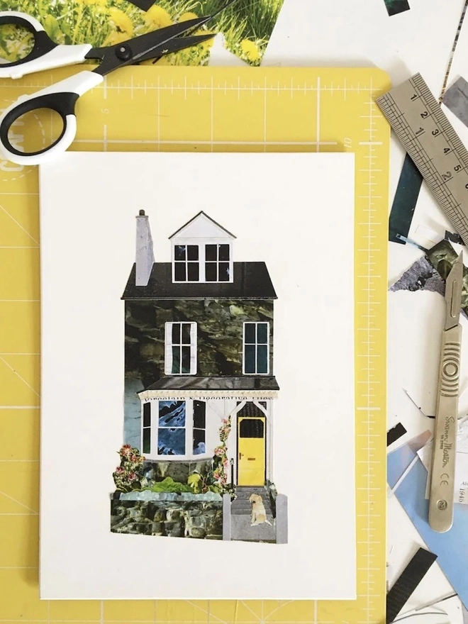 Recycled Paper Architectural Collage