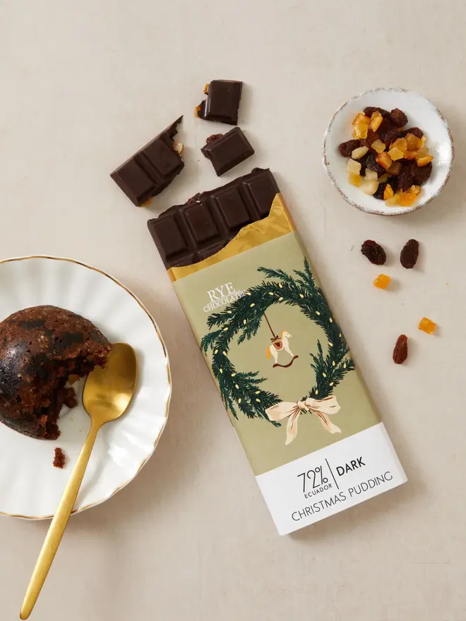 Christmas Pudding Dark Chocolate Bar - 72% Ecuadorian