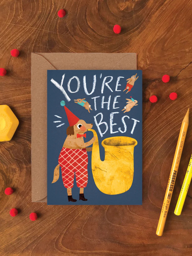 you're the best dog saxophone card