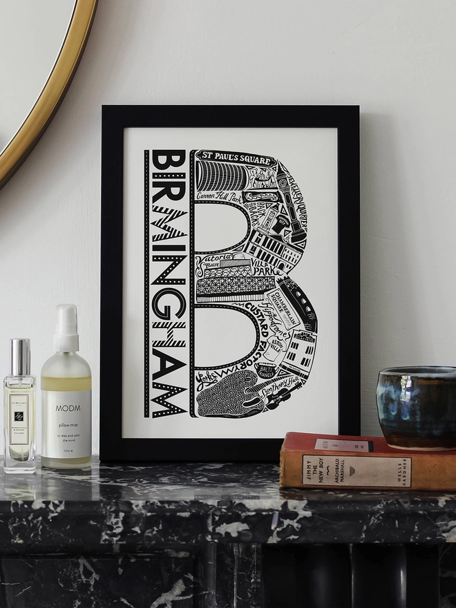 Birmingham Monochrome typographic artwork