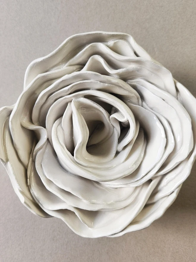 white ceramic rose flower for wall pottery art gift ideas anniversary wedding