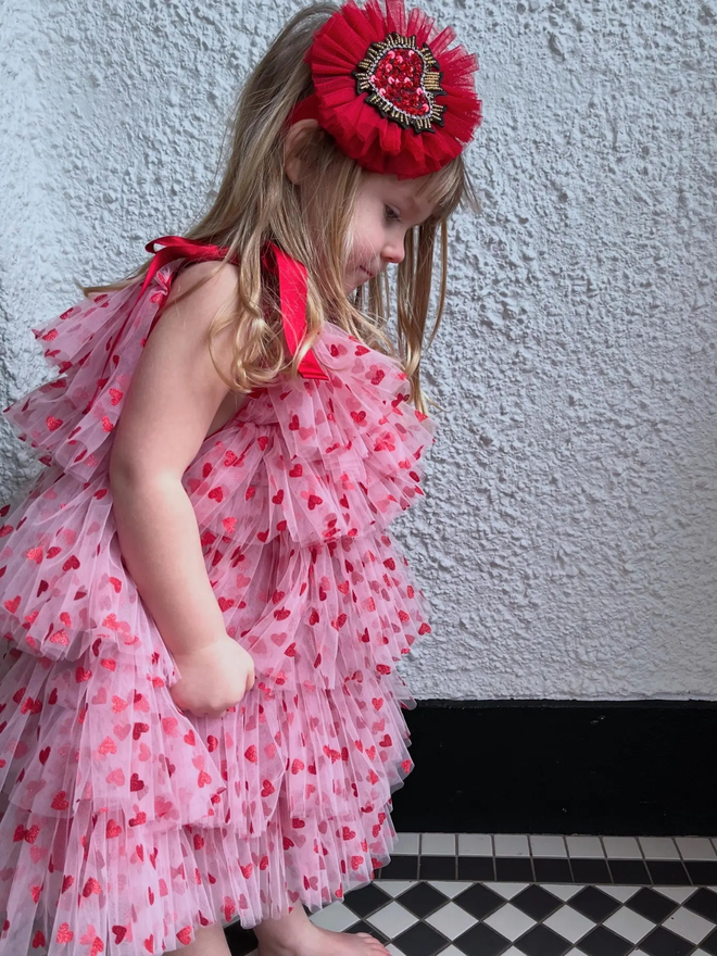 Valentine's heart beaded headband