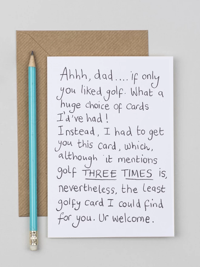Non-Golfy Dad Greeting Card - The Curious Pancake