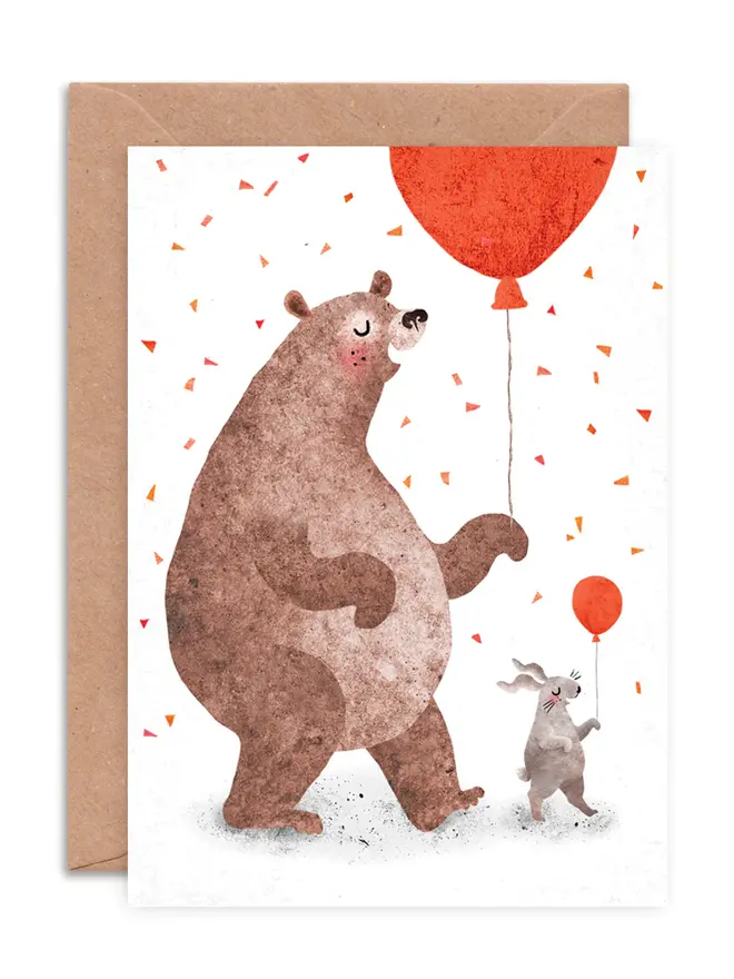 bear bunny birthday cards pack