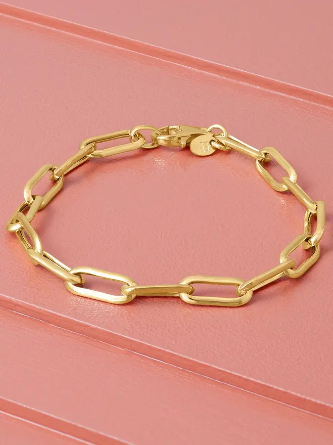 Gold Long Link Chain Bracelet