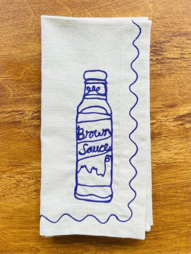 brown sauce embroidered napkin