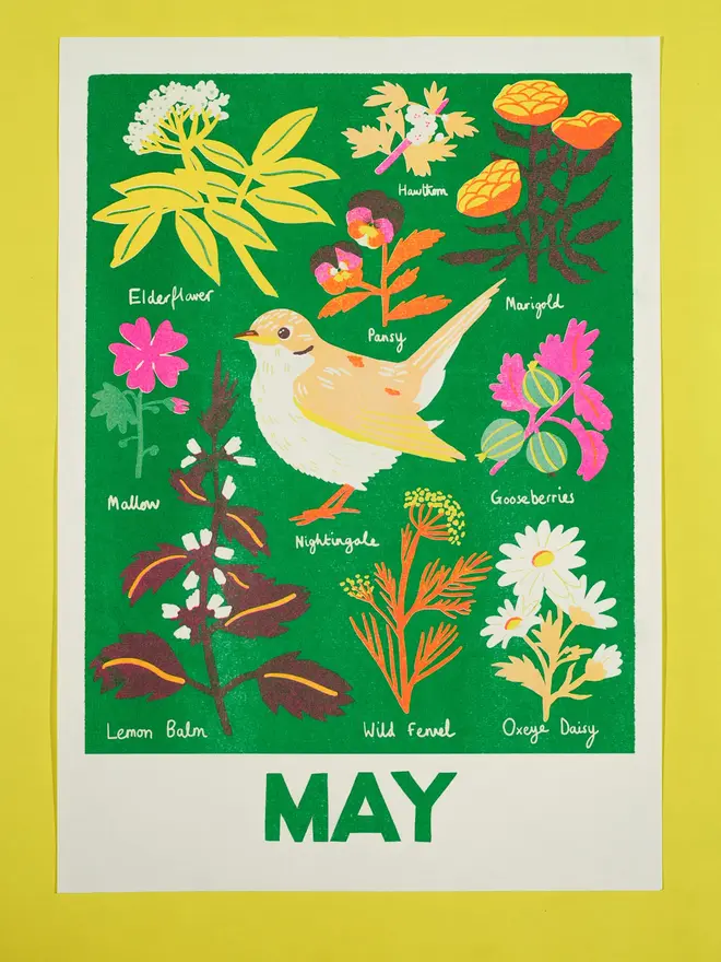 'May' Month Forage Print