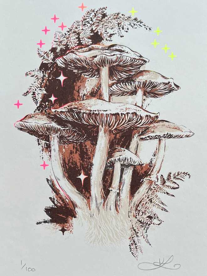 'Shady' Mushroom Screenprint
