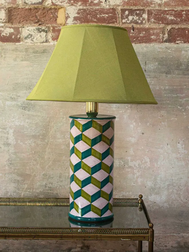 Olive Octagon Silk Lampshade
