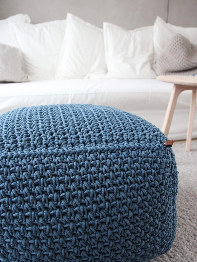 footstool pouffe perol blue