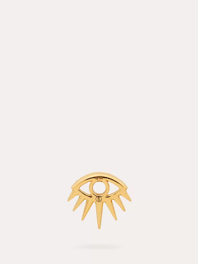 back view of Mal de Ojo evil eye gold Charm featuring white topaz stones