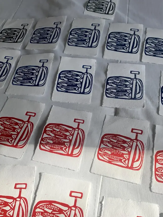 Sardine Lino Print Handmade Paper