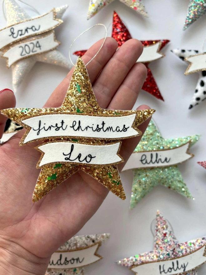 glitter  star ornament 