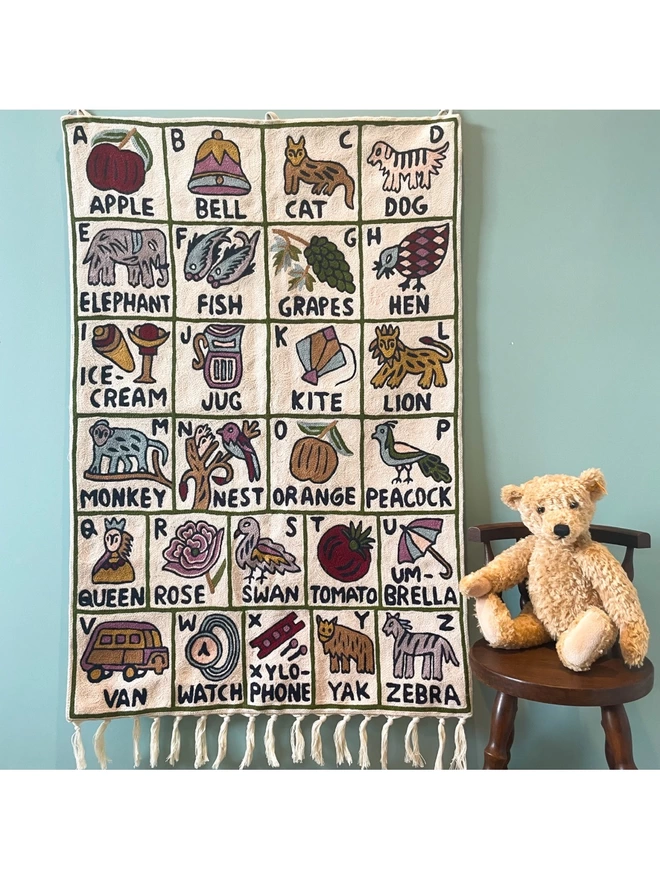 Moppet hand-embroidered alphabet abc tapestry Ssatsar lifestyle