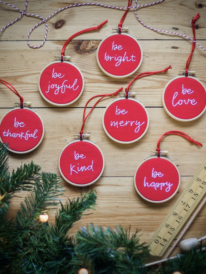 Create your own embroidery Christmas baubles