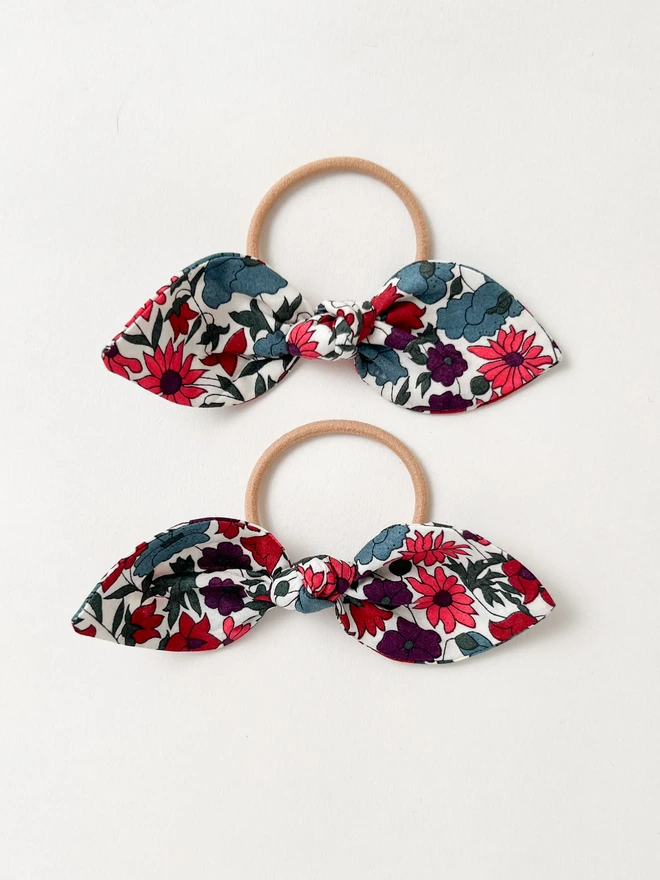 Set of two liberty hair Bobbles flatlay