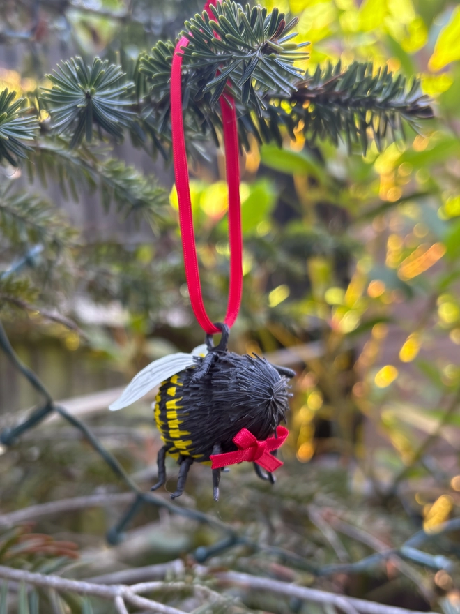 Crepe paper Bumble Bee Ornament 