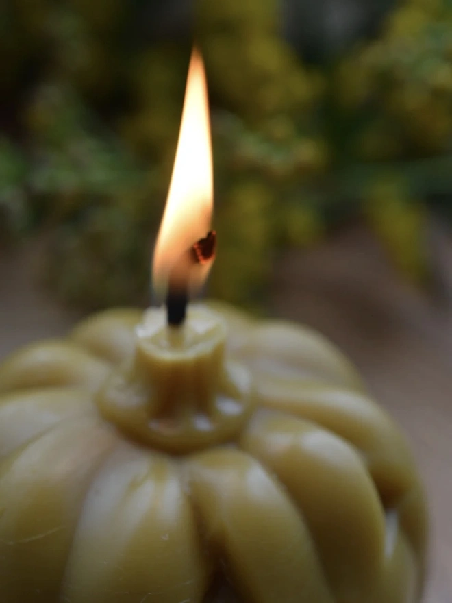 Halloween Scary Pumpkin Jack O’Lantern Beeswax Candle