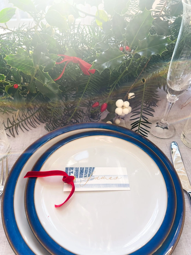 Personalised Calligraphy Chinoiserie Christmas Place Cards