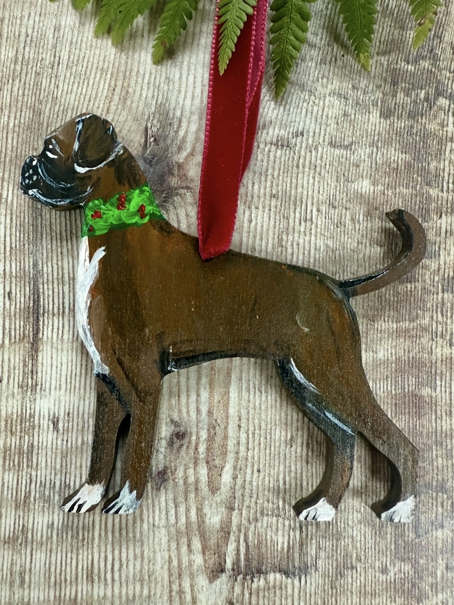 Boxer dog Handpainted Christmas decoration