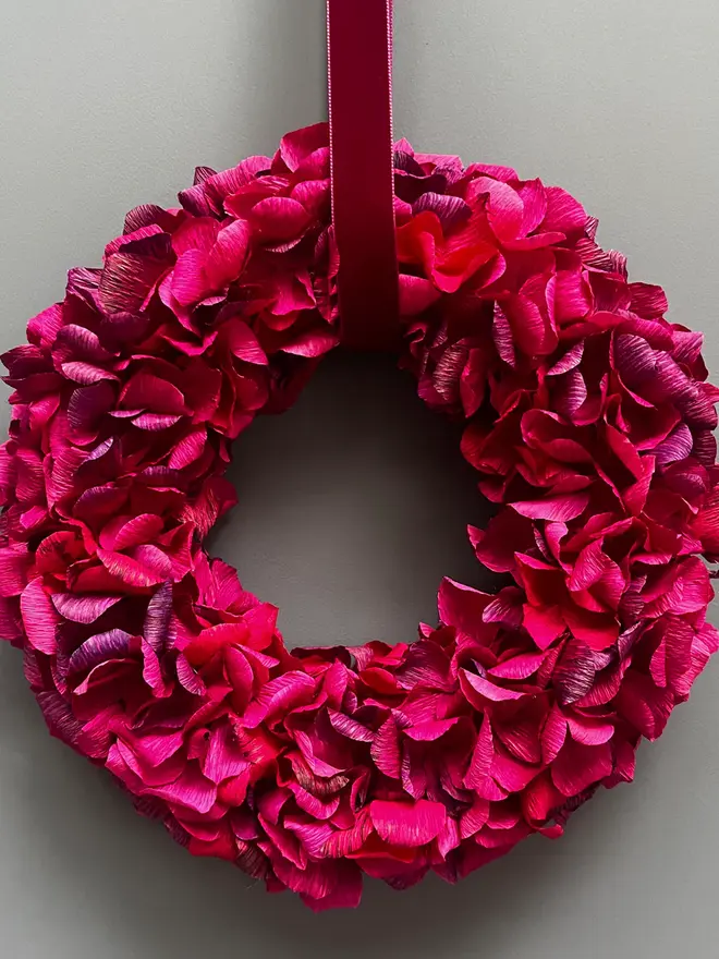 Magenta & Plum Assorted Crepe Paper Wreath