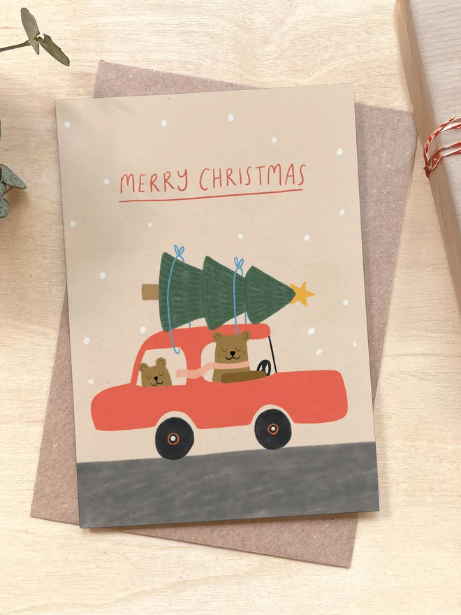 Christmas Card - Driving Home for Christmas - Coffee Cup Cards
