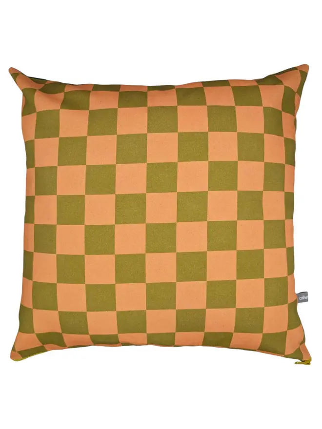 Cotton Print Patterned Cushion, a cushion sitting on a white surface. 