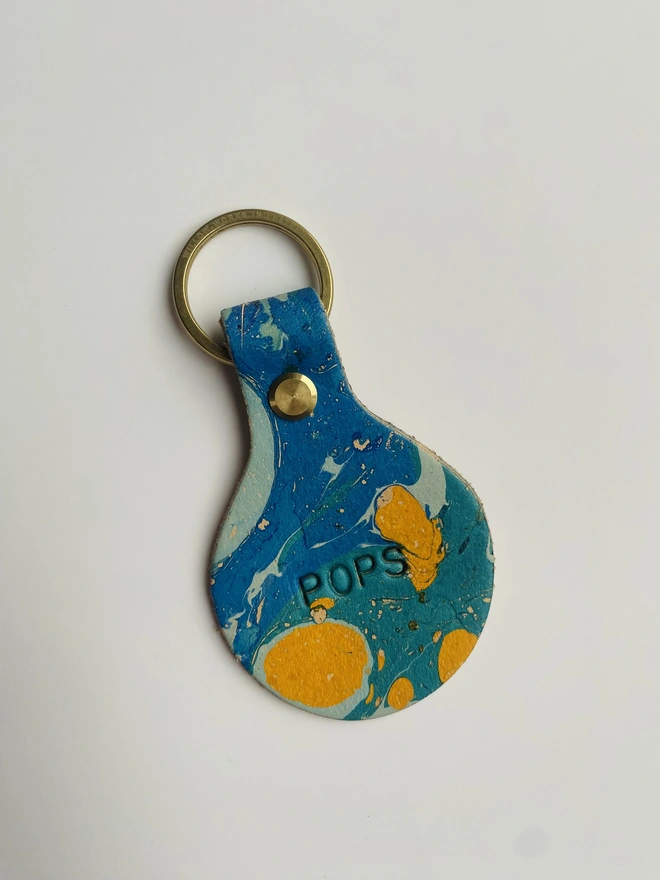 Colourful personalised leather keyring