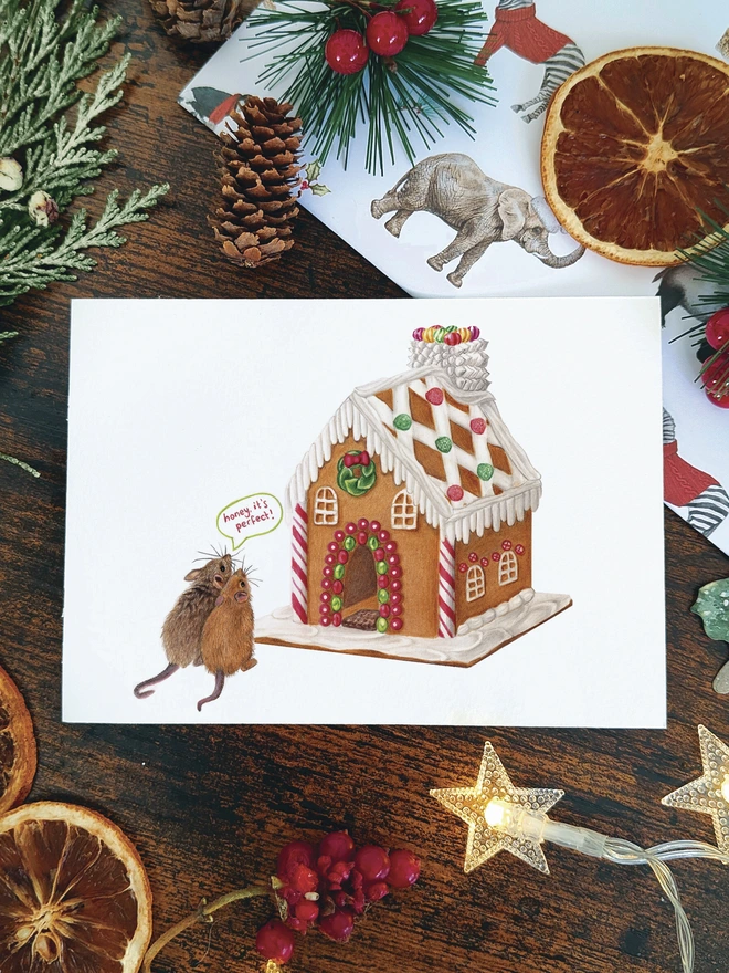 Gingerbread House Mouse Card