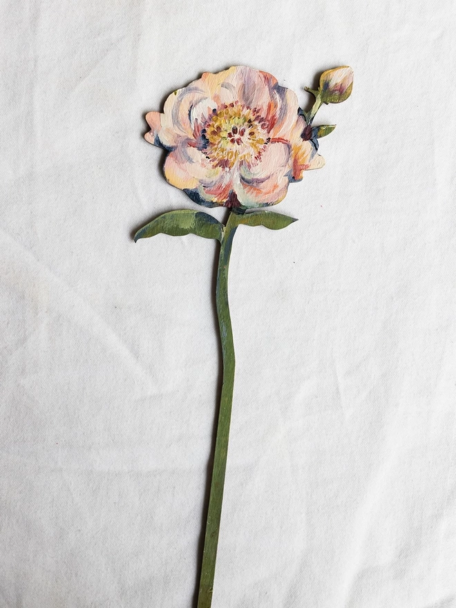 Wooden Peony Stem, displayed on a white background