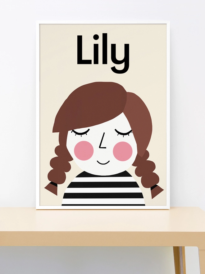 illustrated personalised portrait with name