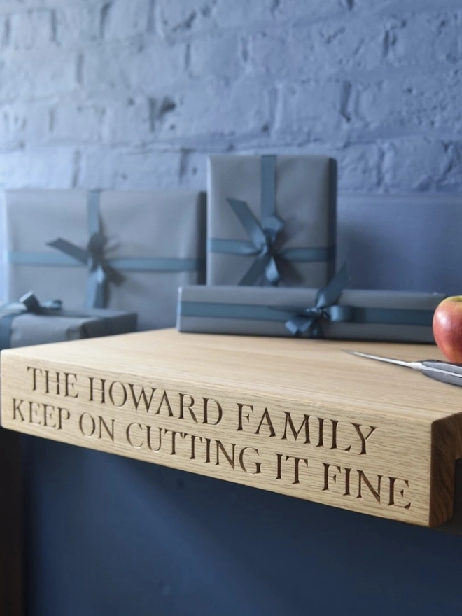 Personalised Oak Lipped Board/ Worktop Saver 