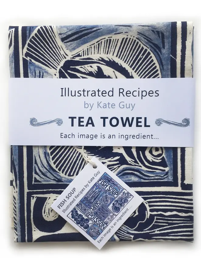 Fish Soup Illustrated Recipe Tea Towel 