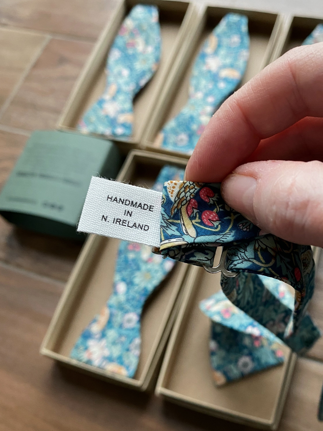 Belfast Bow Company Label 'handmade in Ireland'