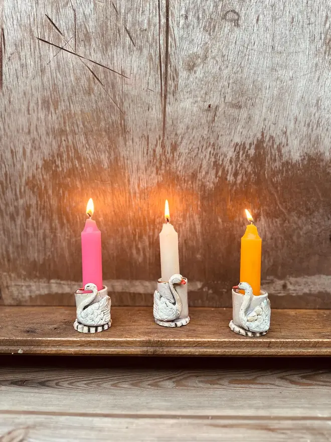 Rustic Swan Candle Holder