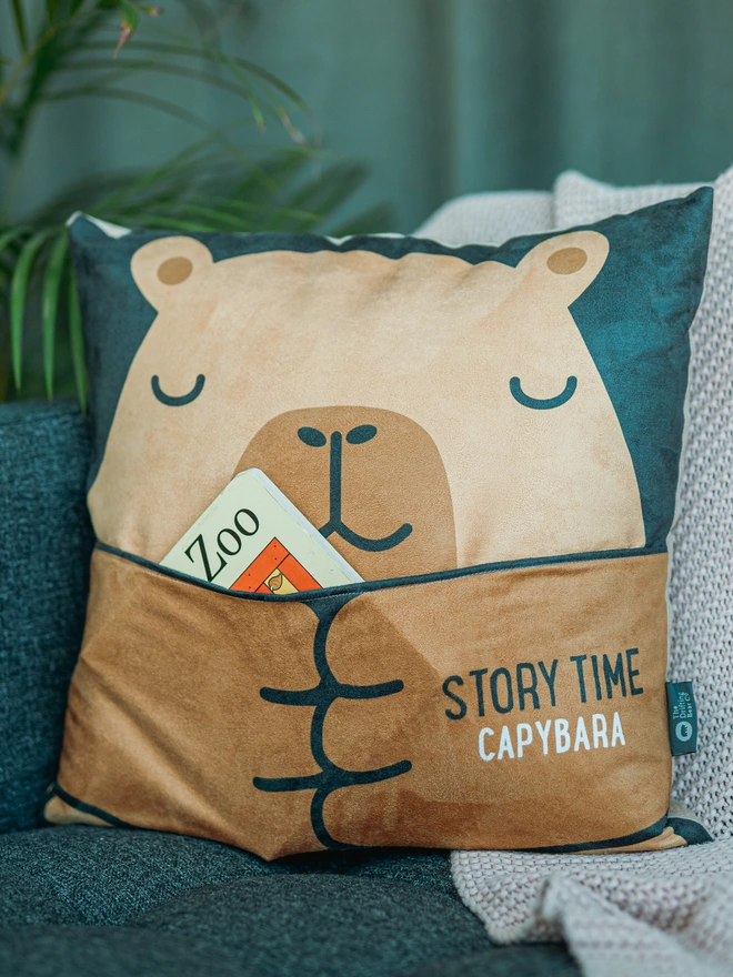 Hug and Fable Capybara Pocket Story Cushion