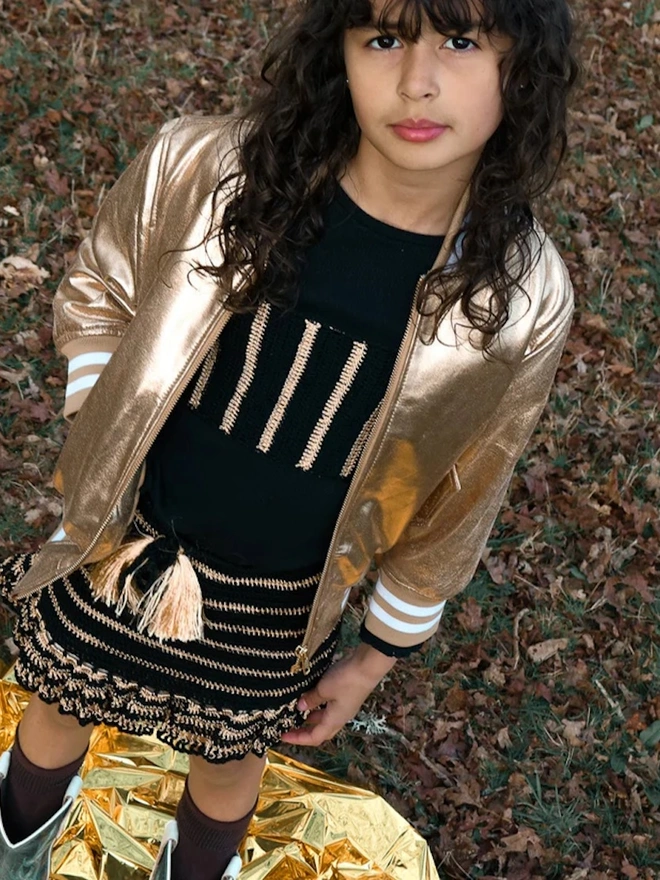 The Stardust Gold Nappa Leather Bomber Jacket