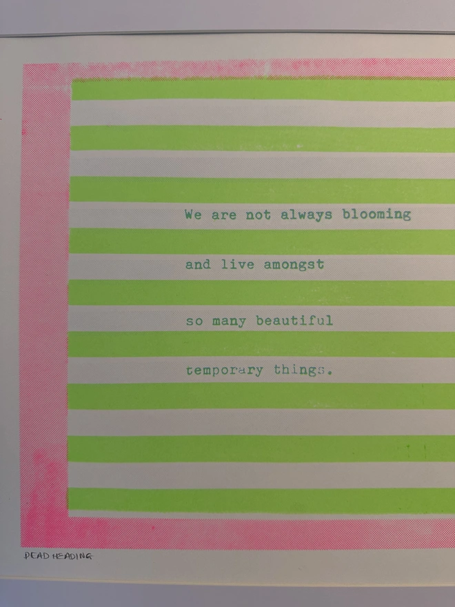 'Deadheading' A3 Screenprint Print Wall Art