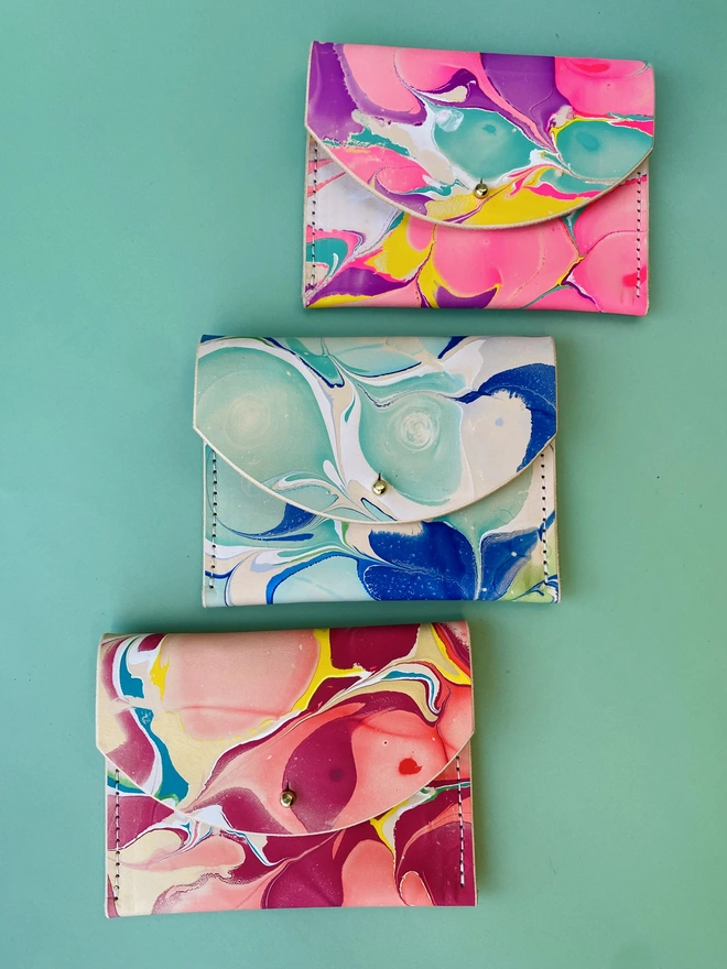 colourful leather purse