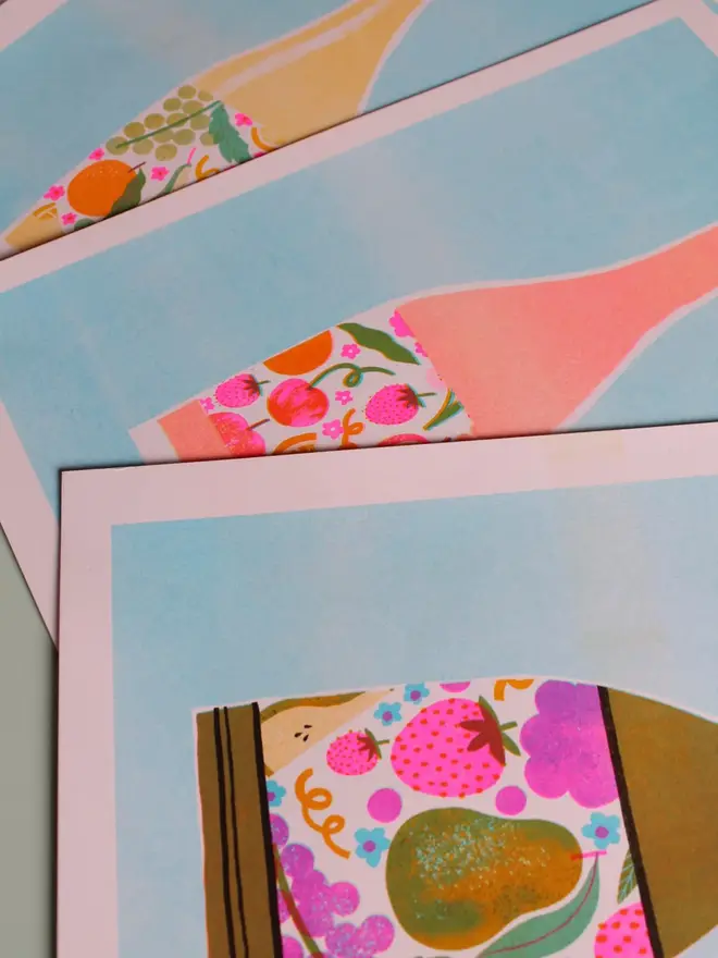 A4 Rose Wine Risograph Print