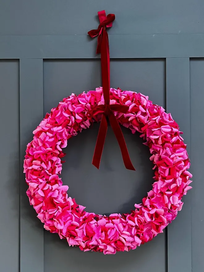 Hot Pink & Red Crepe Paper Wreath