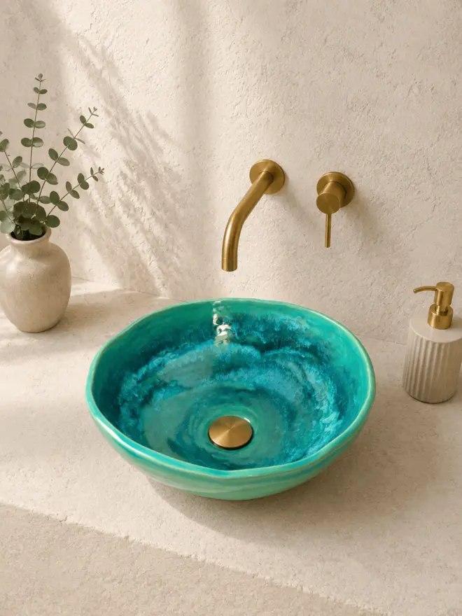 CERAMIC SCULPTURAL BATHROOM BASIN, BATHROOM SINK, JENNY HOPPS POTTERY